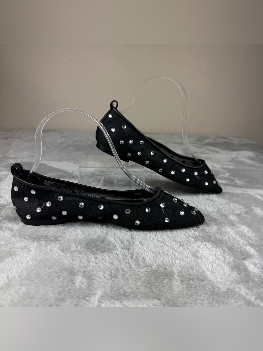 Open edit Lennox Rhinestone Mesh Flat In Black - Picture 2 of 10